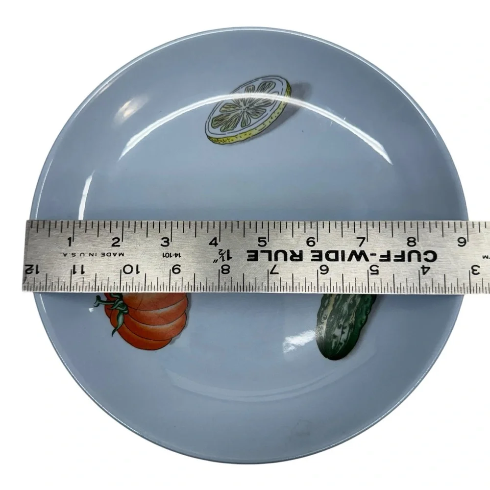 Societa Ceramica Italiana Laveno Plates Set Of 4 Blue 9” Vegetables Garden